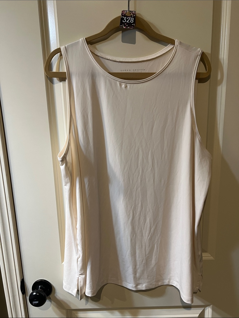 Susan Graver Sleeveless Scoop Neck Tank Top - Cream